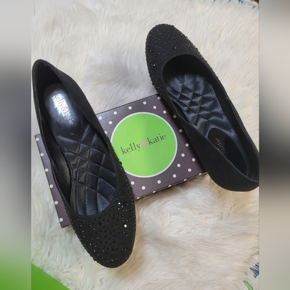 Kelly & Katie Sz 10 Black FLORENCE Beaded Ballet Flats NWB - Picture 2 of 7